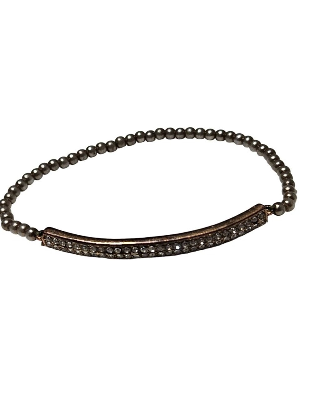 Elegant Rhinestone Bar Bracelet Silver Beaded Classic Fashion Jewelry Women
